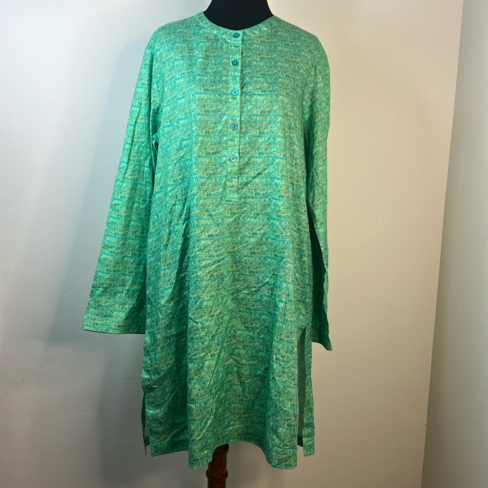 TUCKER Rebecca Tunic Dress in Ocean Sound in Light Weight Cotton M